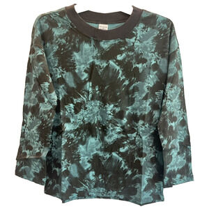 Melrose & Market Kids T-Shirt S (7/8) Long Sleeve Teal Hydro Black Tie Dye ✨NEW✨